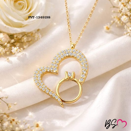 # Korean Heart Locket with Ring – Elegant Golden Pendant Necklace | SKU PVT-198